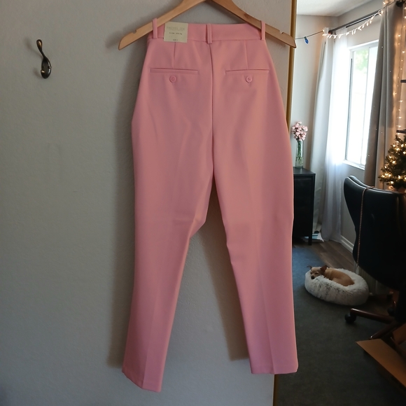 Rachel Zoe Pink Trousers, High-rise, Slim Leg, Barbie Pink, Sz 2, Stretch - Picture 8 of 10